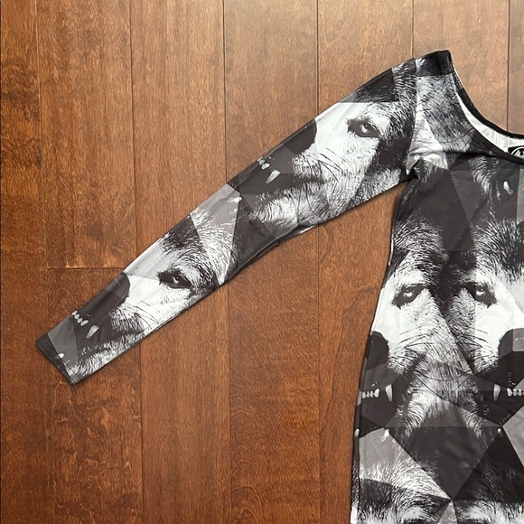 Civil Regime Black and Gray Wolf Bodycon Dress, Size Large, NWT - Picture 2 of 12
